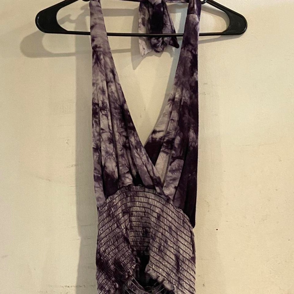 SOLD💜Purple Marble Halter Hippie Top 💜🤍